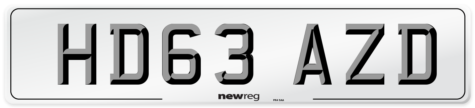 HD63 AZD Number Plate from New Reg